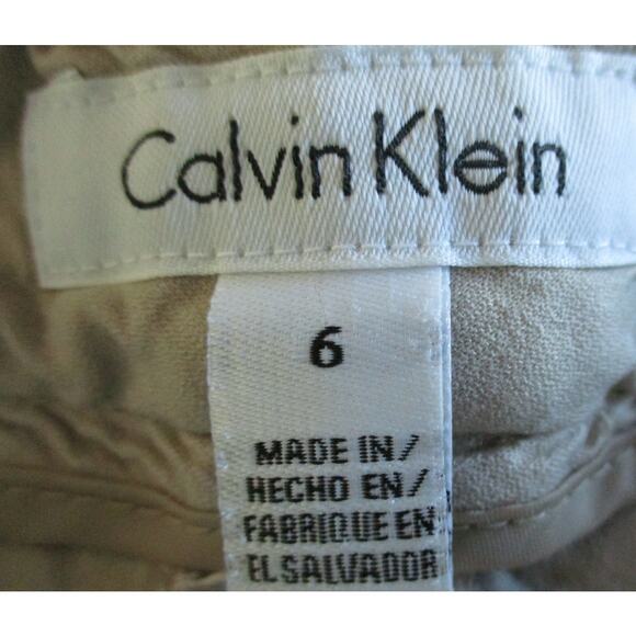 Calvin Klein Women's Tan Mid Rise Taper Leg Stretch Zip Front Pants Size 6 - Picture 7 of 9